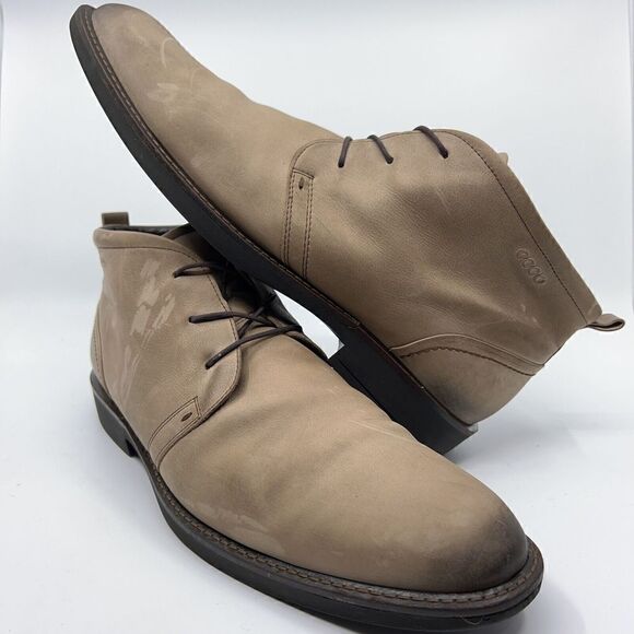 Ecco Biarritz Mens Size EUR 47 US 13 Beige Chukka Boots Dress Shoes main image 5